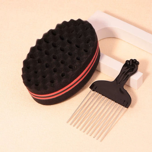 Brosse Cheveux Bouclés - CurlStylingSet™ - Rose avec Peigne - Afro Adoré