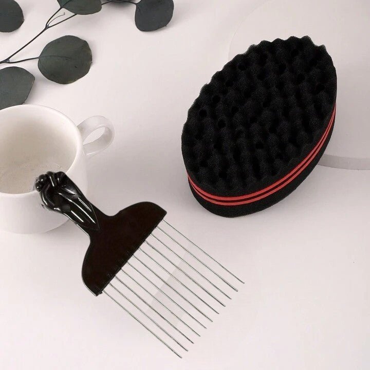 Brosse Cheveux Bouclés - CurlStylingSet™ - Rose avec Peigne - Afro Adoré