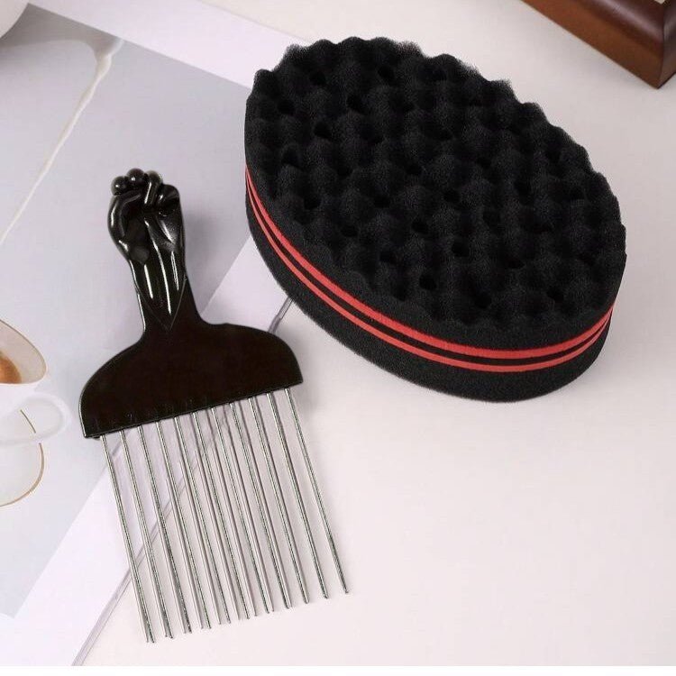 Brosse Cheveux Bouclés - CurlStylingSet™ - Rose avec Peigne - Afro Adoré